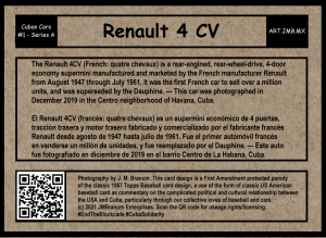 BACK: Series A, Card #1 - Renault 4CV (photographed Dec. 2019 in Centro, Havana, Cuba